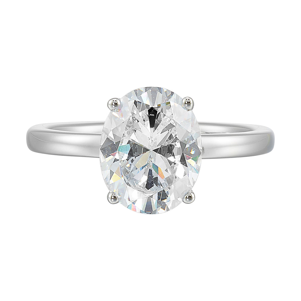 14Kt White Semi Mount 1/10Ctw For 2Ctw Oval Center