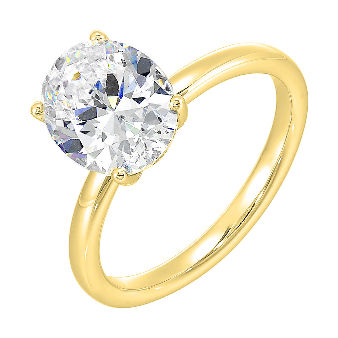 14Kt Yellow Semi Mount 1/10Ctw For 2Ct Oval Center