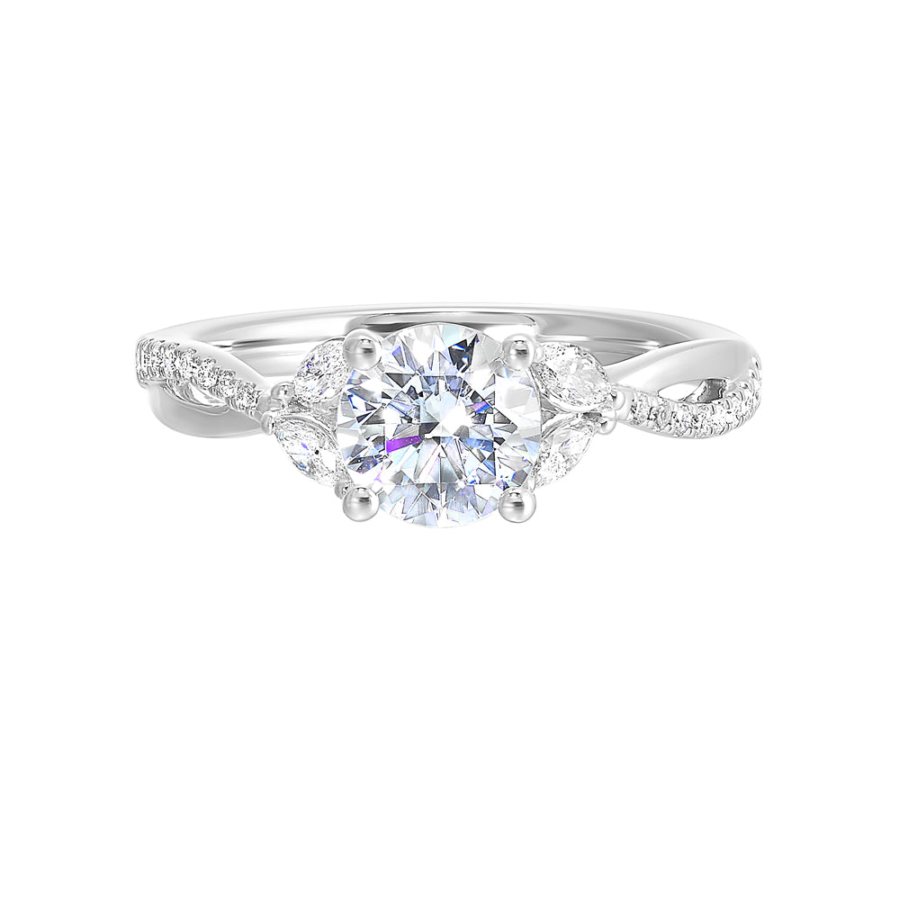 This beautiful ring features a playful strand of pave diamonds and metal with added marquise on shoulders that provides an extra sparkle to your look.