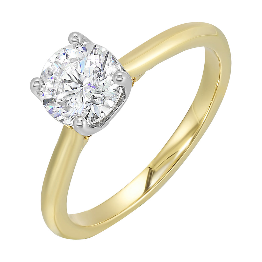 14Kt White Yellow Semi Mount 1/20Ctw For 3Ctw Round Center