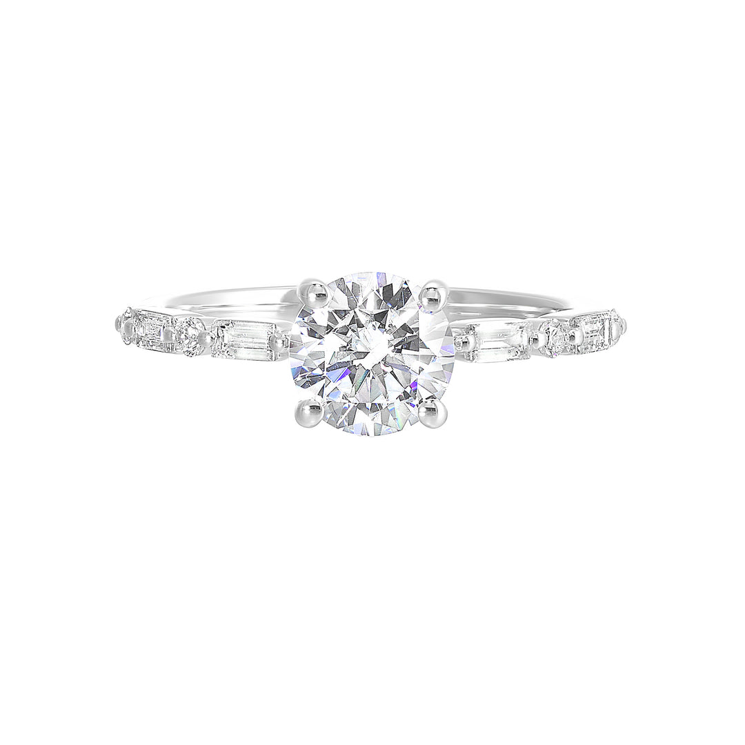 14Kt White Semi Mount 1/5Ctw For 1 1/2Ctw Round Center
