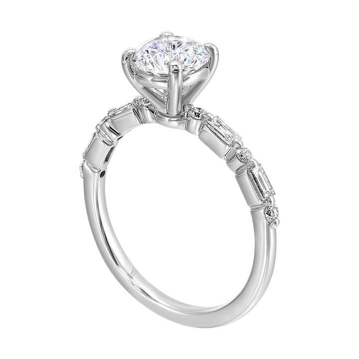 14Kt White Semi Mount 1/5Ctw For 1 1/2Ctw Round Center