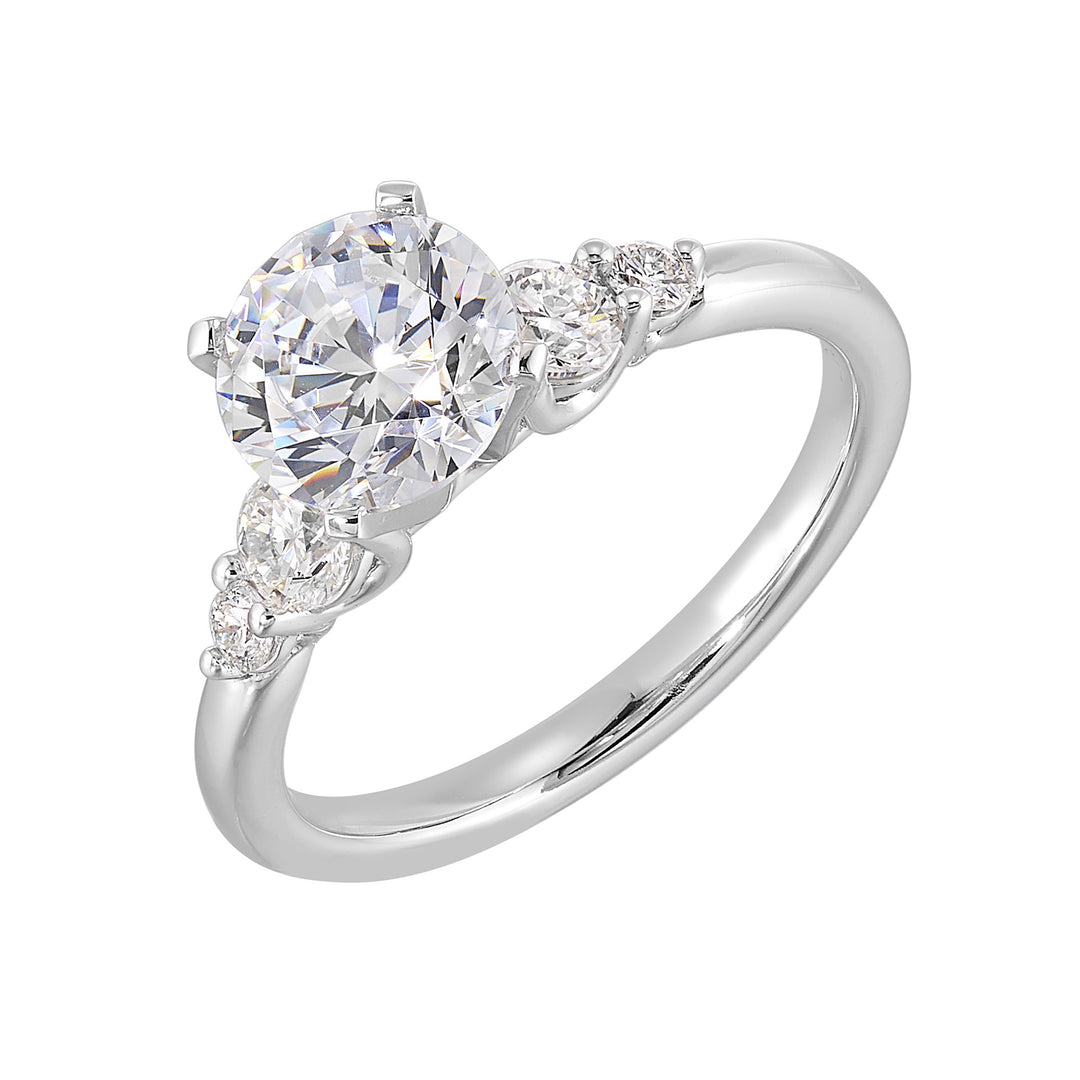 14Kt White Semi Mount 3/8Ctw For 1 1/2Ct Round Center