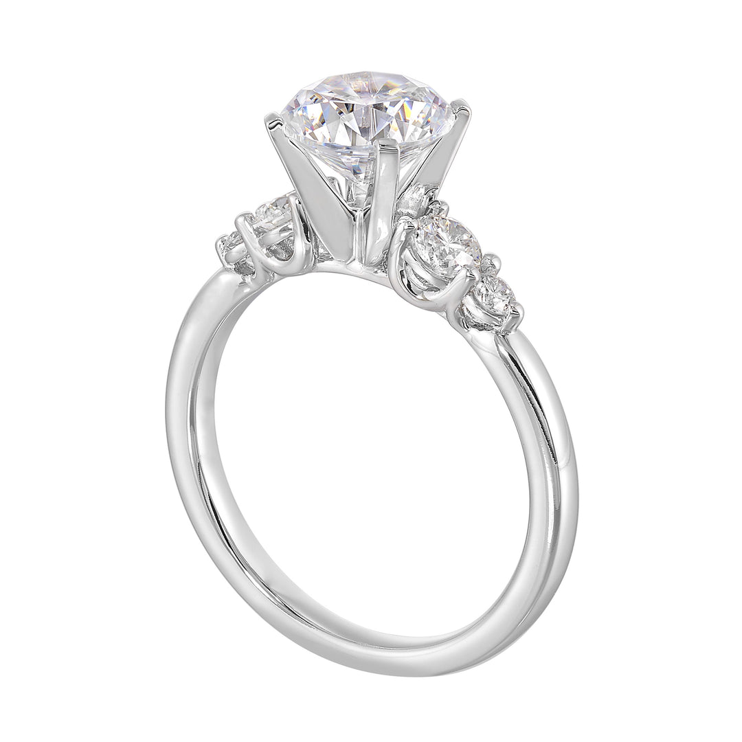 14Kt White Semi Mount 3/8Ctw For 1 1/2Ct Round Center