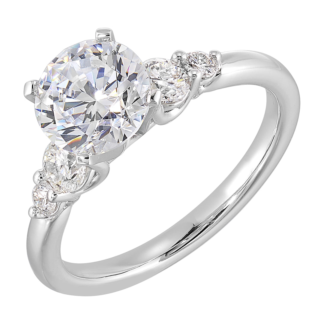 14Kt White Semi Mount 1/2Ctw For 2Ct Round Center