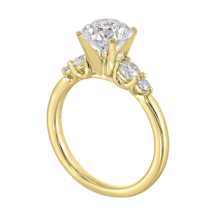 14Kt Yellow Semi Mount 1/2Ctw For 2Ct Round Center