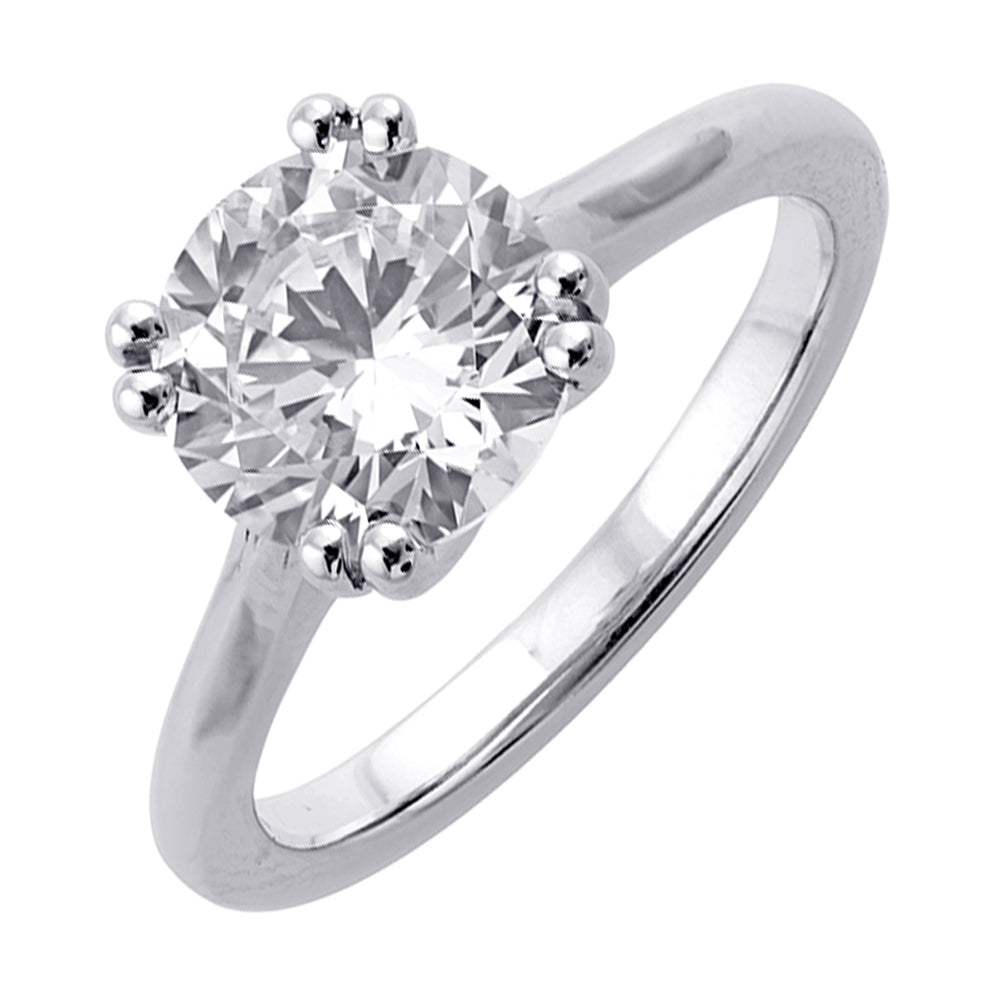 14Kt White Semi Mount For 2Ct Round Center