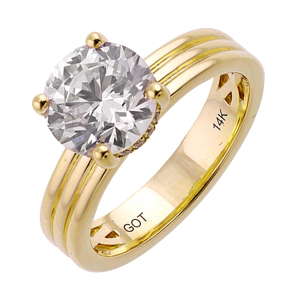 14Kt Yellow Semi Mount 1/12Ctw For 1 1/2Ct Round Center