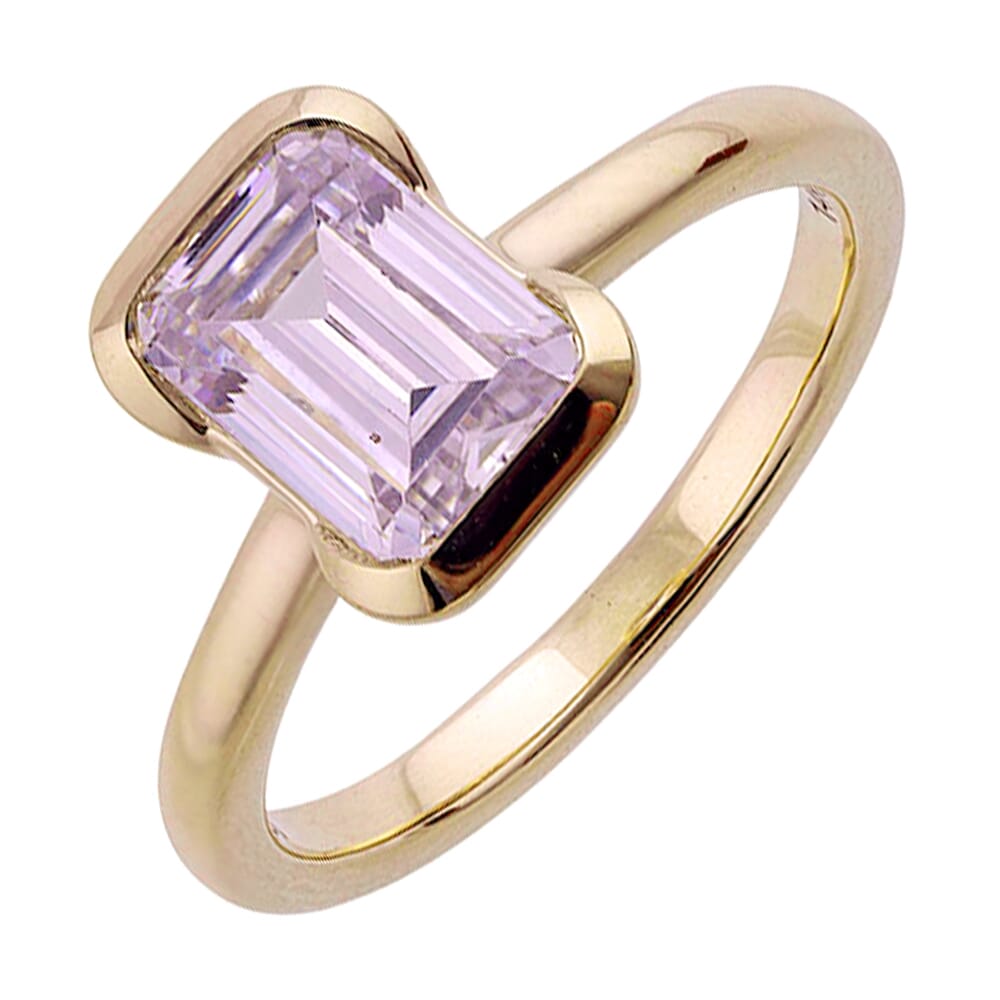 14Kt Yellow Semi Mount For 2 1/2Ct Emerald Cut Center