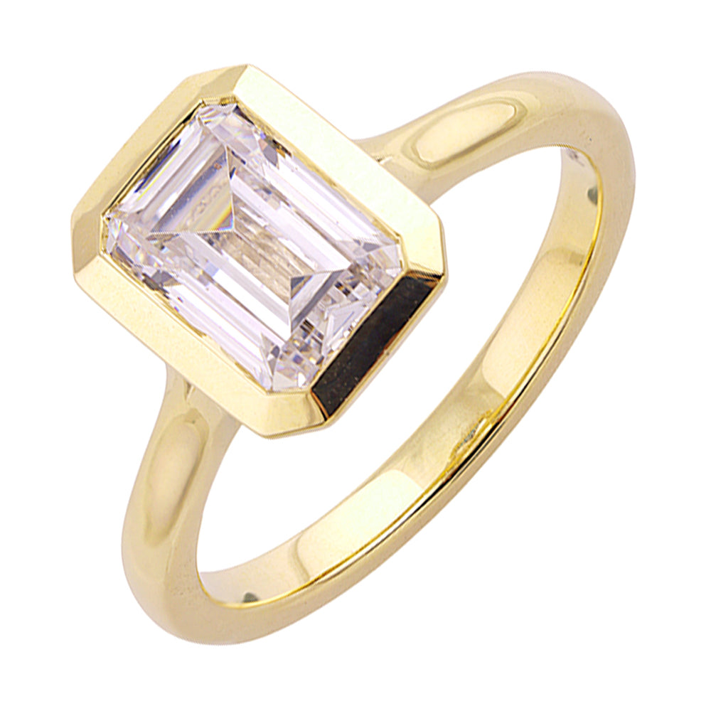 14Kt Yellow Semi Mount For 2Ct Emerald Cut Center