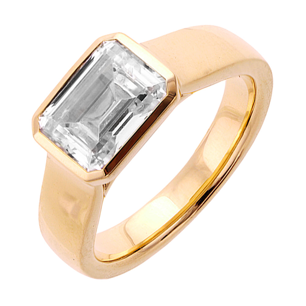 14Kt Yellow Semi Mount For 3Ct Emerald Cut Center