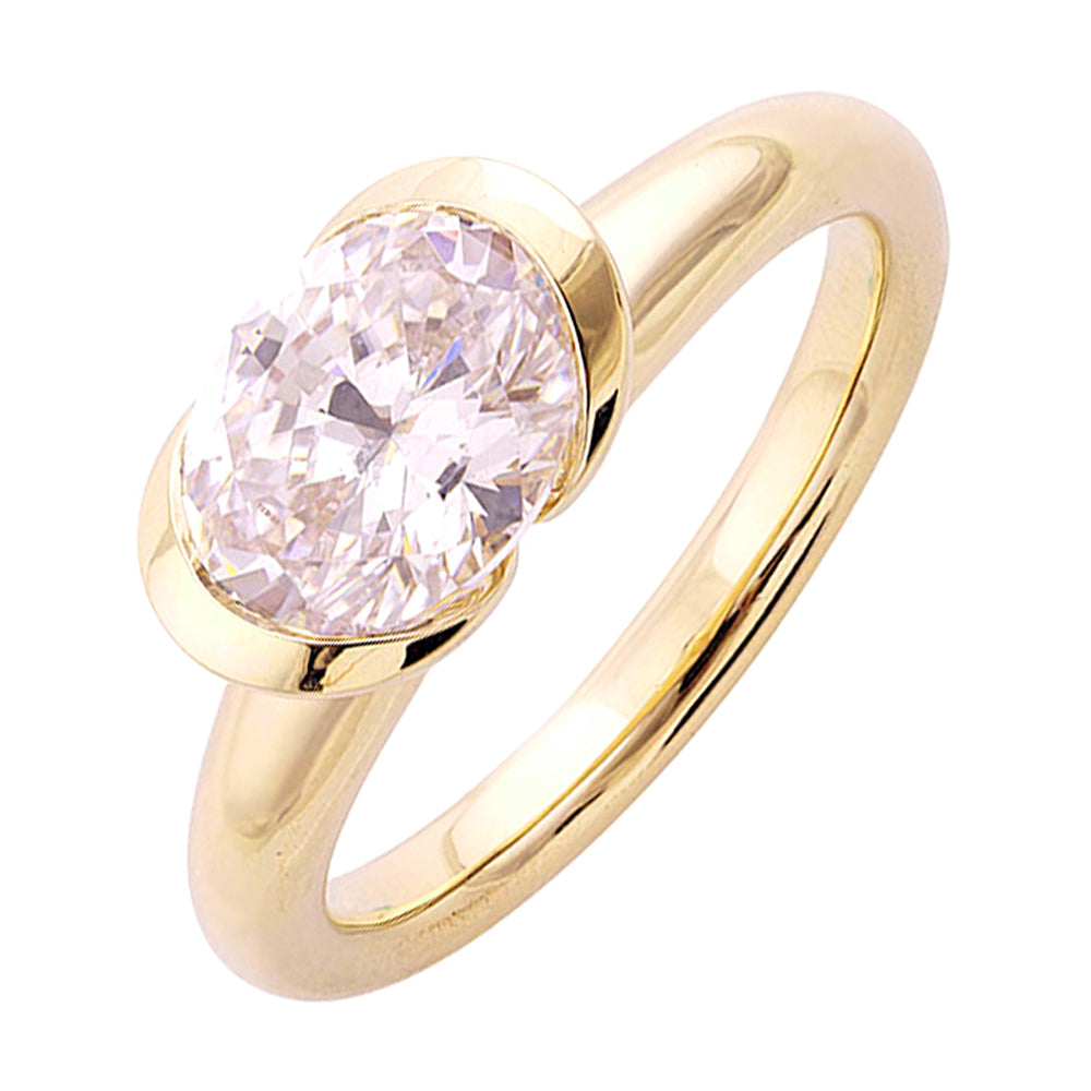 14Kt Yellow Semi Mount For 2Ct Oval Center