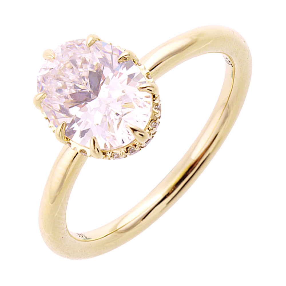 14Kt Yellow Semi Mount For 2Ct Oval Center