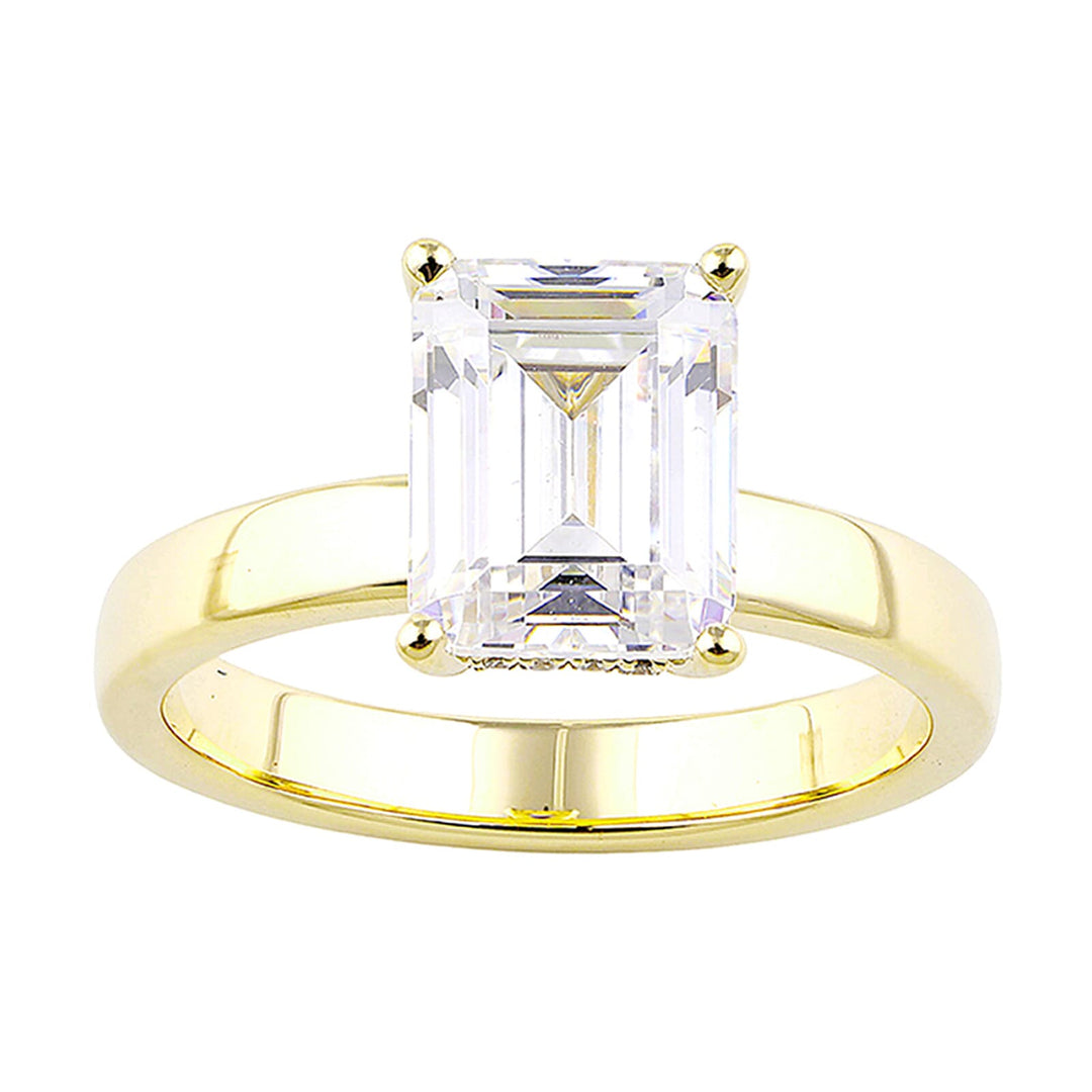 14Kt Yellow Semi Mount 1/12Ctw For 2 1/2Ct Emerald Cut Center