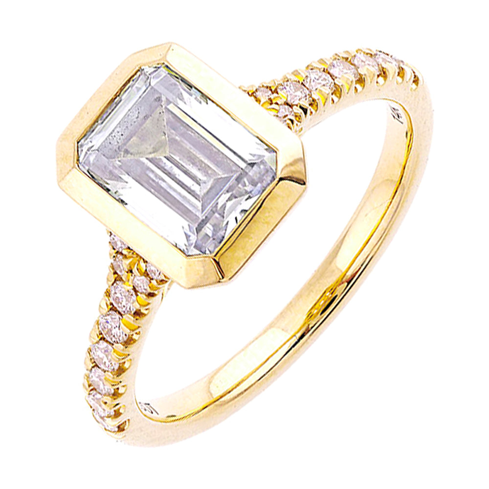 14Kt Yellow Semi Mount 1/5Ctw For 2Ct Emerald Cut Center
