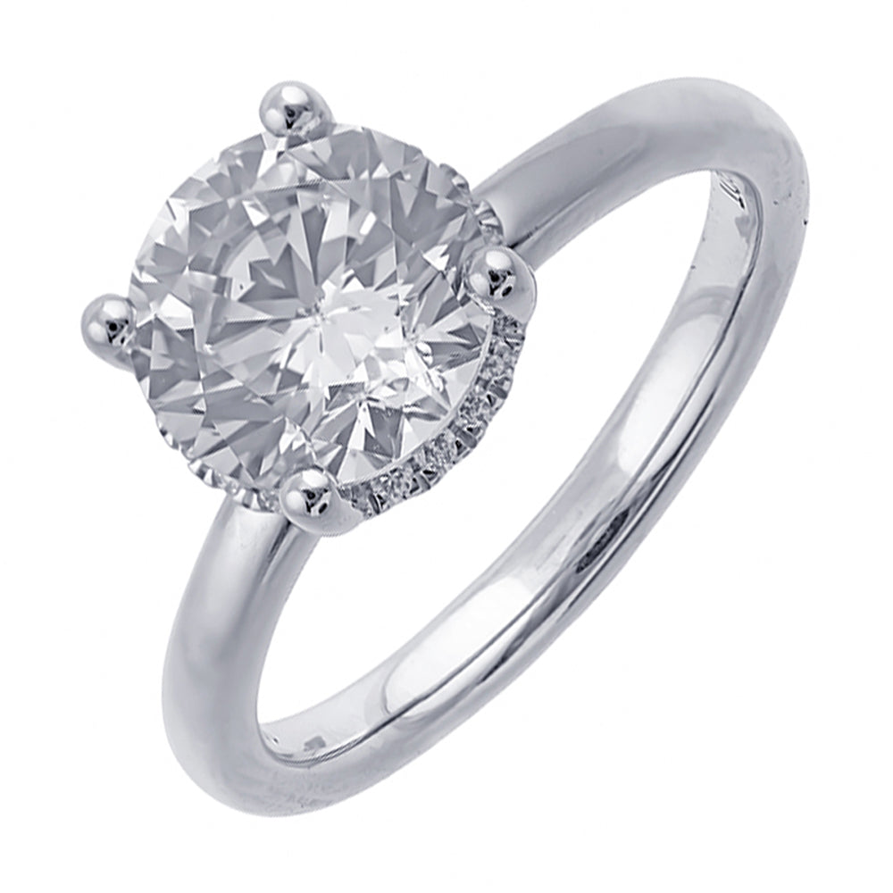 14Kt White Semi Mount 1/12Ctw For 2Ct Round Center