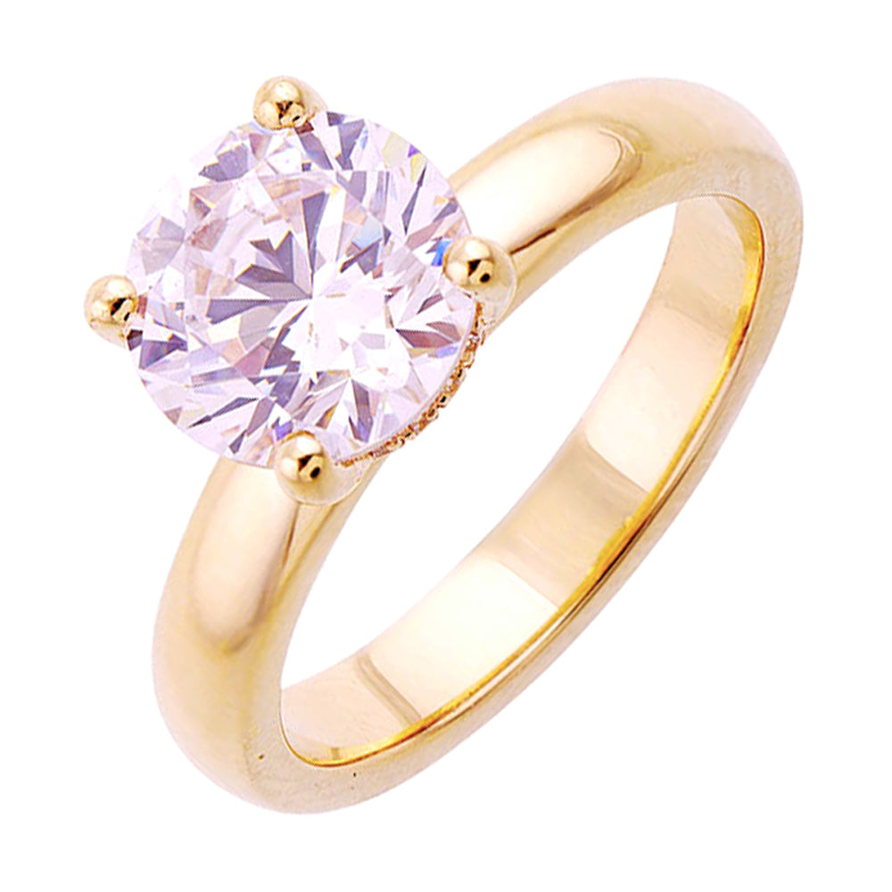 14Kt Yellow Semi Mount 1/20Ctw For 2Ct Round Center