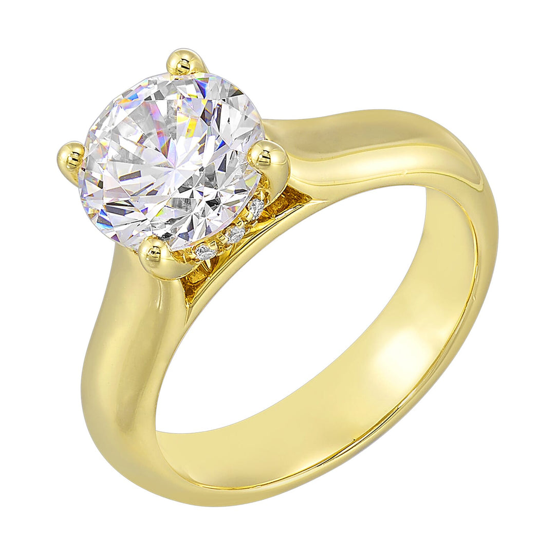 14Kt Yellow Semi Mount 1/15Ctw For 1 1/2Ct Round Center
