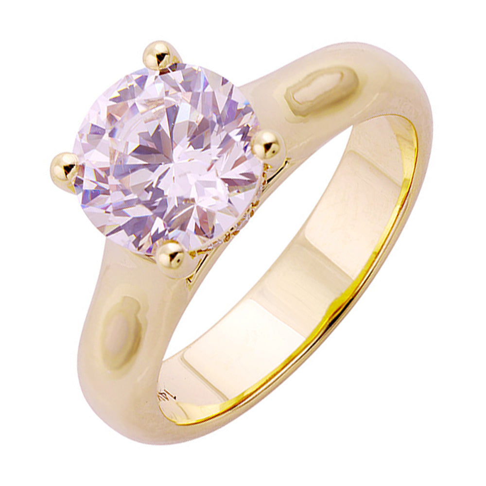 14Kt Yellow Semi Mount 1/15Ctw For 2Ct Round Center