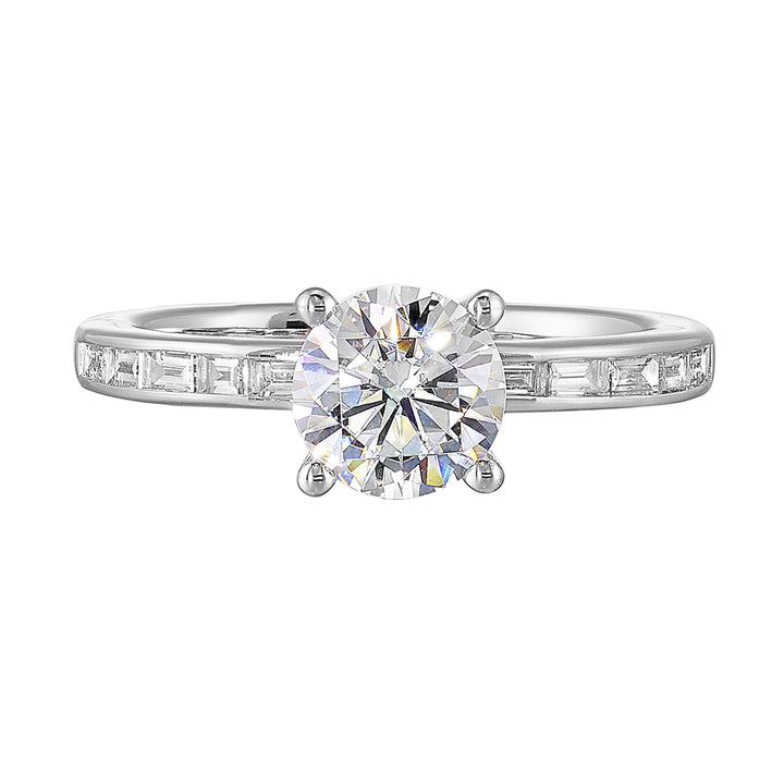 14Kt White Semi Mount 1/5Ctw For 1Ctw Round Center
