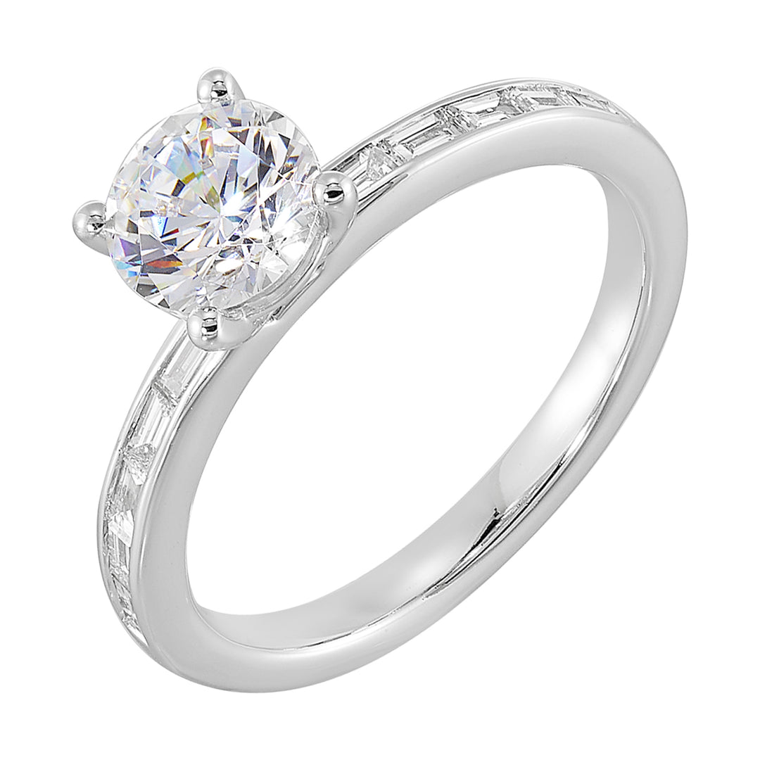 14Kt White Semi Mount 1/5Ctw For 1Ctw Round Center