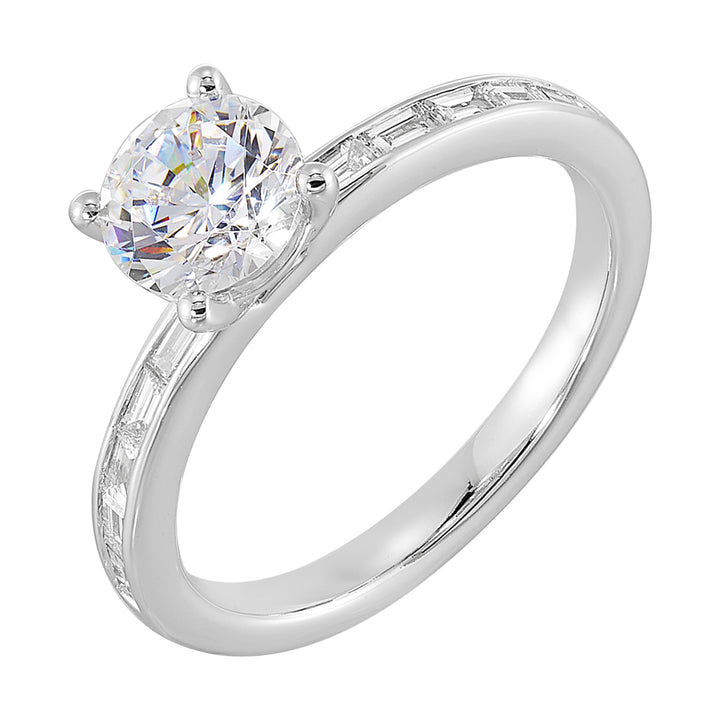 14Kt White Semi Mount 1/5Ctw For 1Ctw Round Center