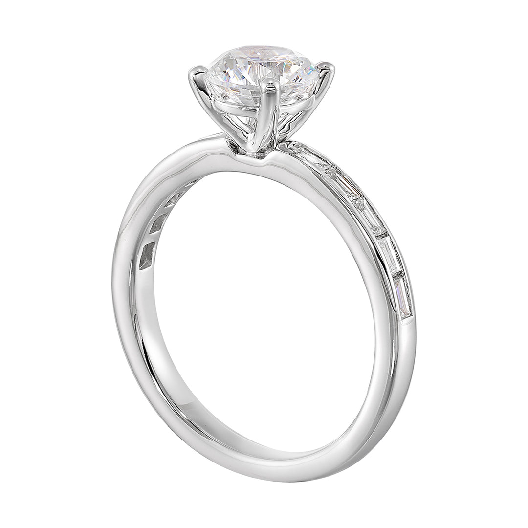 14Kt White Semi Mount 1/5Ctw For 1Ctw Round Center