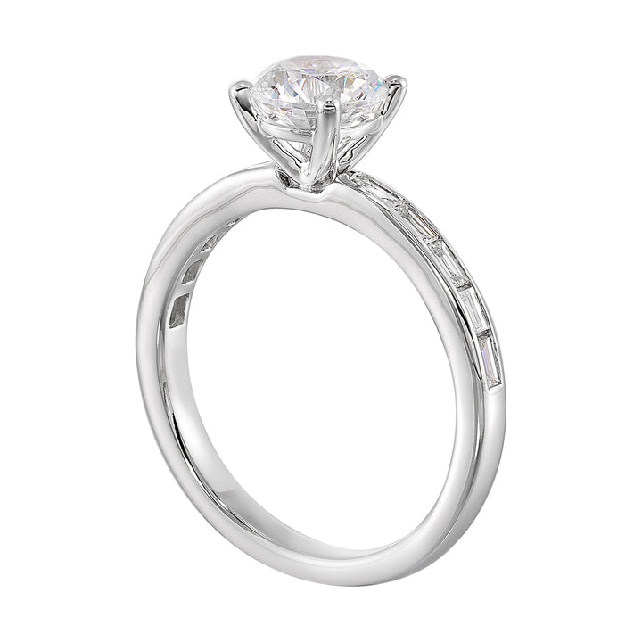 14Kt White Semi Mount 1/5Ctw For 1Ctw Round Center