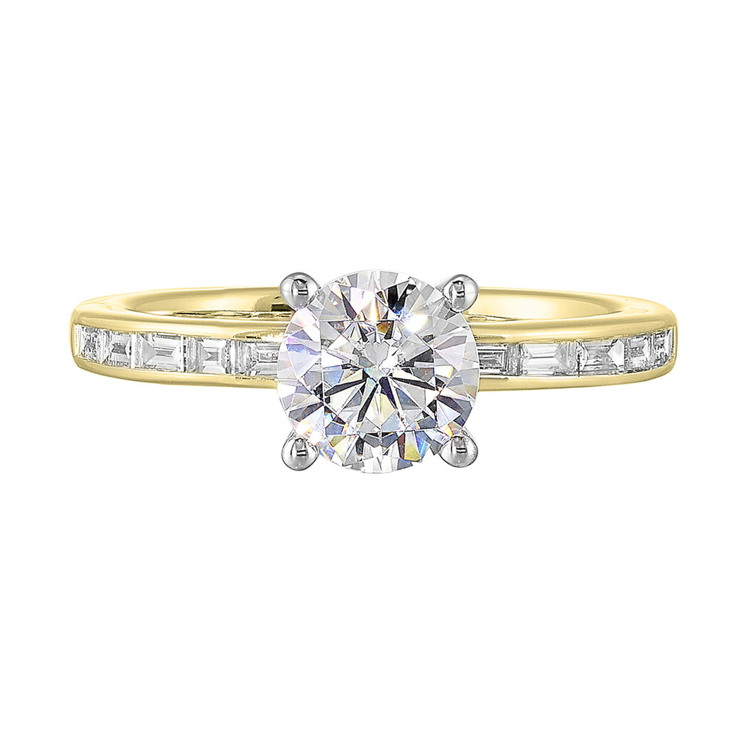 14Kt White Yellow Semi Mount 1/5Ctw For 2Ct Round Center
