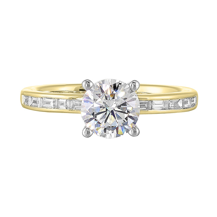 14Kt White Yellow Semi Mount 1/5Ctw For 2Ct Round Center