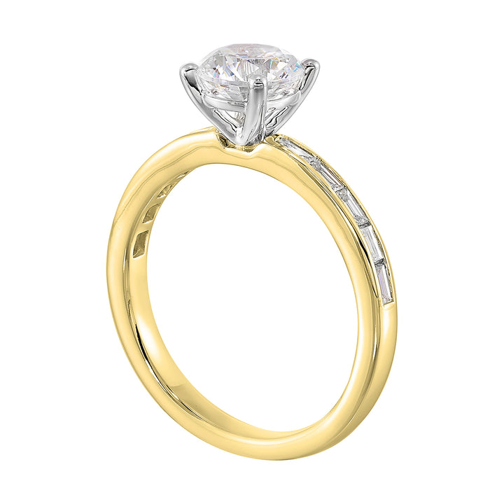 14Kt White Yellow Semi Mount 1/5Ctw For 2Ct Round Center