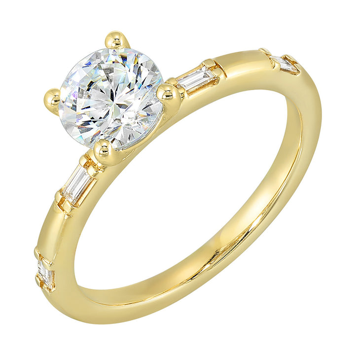 14Kt Yellow Semi Mount 1/7Ctw For 1Ctw round Center