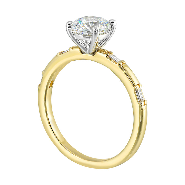14Kt White Yellow Semi Mount 1/7Ctw For 1Ct Round Center