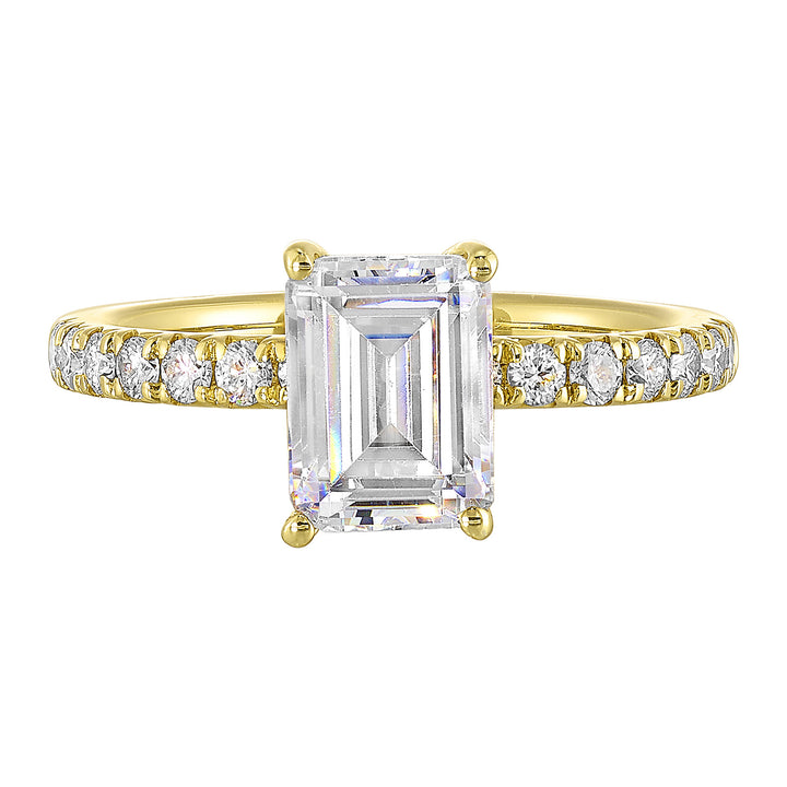 14Kt Yello Semi Mount 3/8Ctw For 1 1/2Ctw Emerald Cut Center