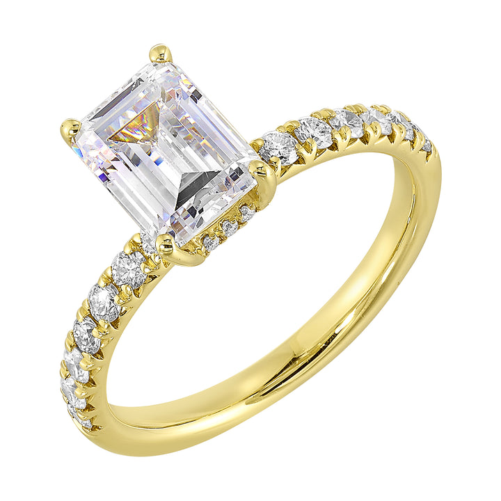 14Kt Yello Semi Mount 3/8Ctw For 1 1/2Ctw Emerald Cut Center