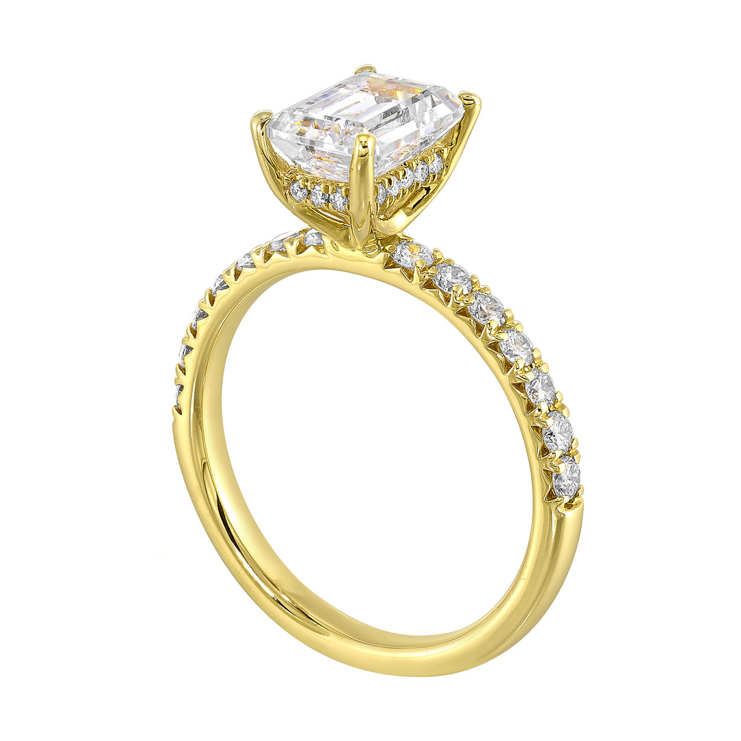 14Kt Yello Semi Mount 3/8Ctw For 1 1/2Ctw Emerald Cut Center
