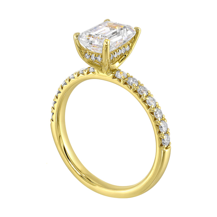 14Kt Yello Semi Mount 3/8Ctw For 1 1/2Ctw Emerald Cut Center