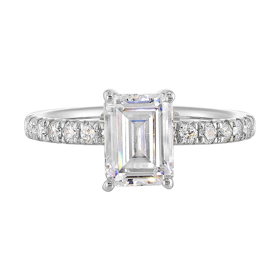 14Kt White Semi Mount 3/8Ctw For 2 1/2Ct Emerald Cut Center