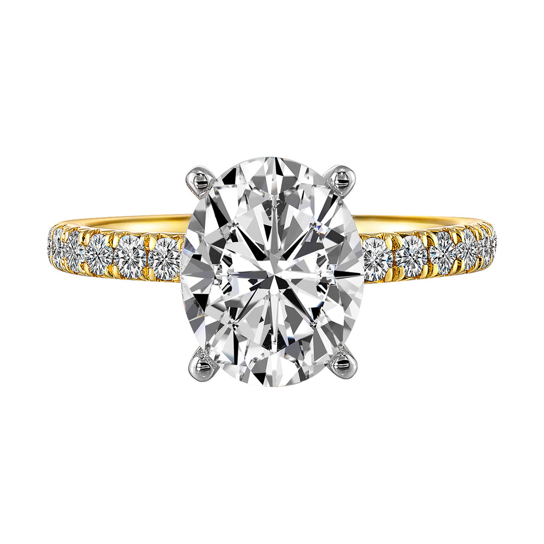 14Kt White Yellow Semi Mount 3/8Ctw For 2Ct Oval Center