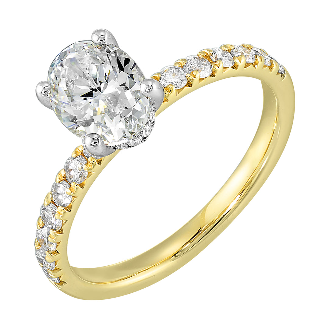 14Kt White Yellow Semi Mount 3/8Ctw For 2Ct Oval Center