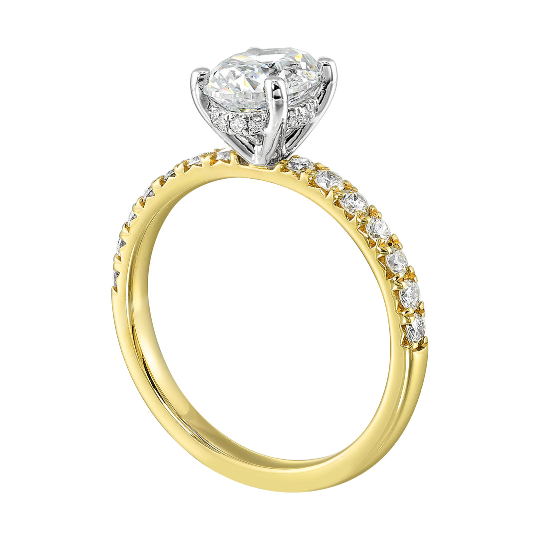 14Kt White Yellow Semi Mount 3/8Ctw For 2Ct Oval Center