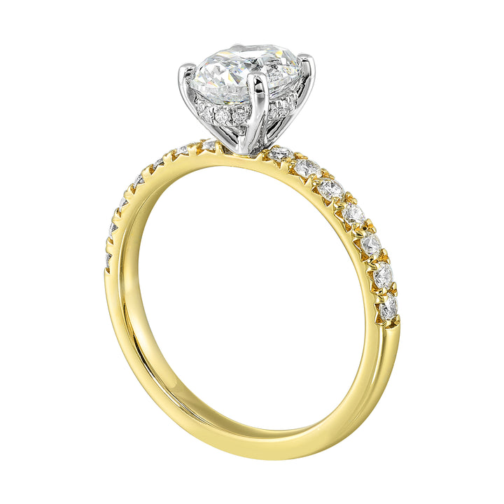 14Kt White Yellow Semi Mount 3/8Ctw For 2Ct Oval Center