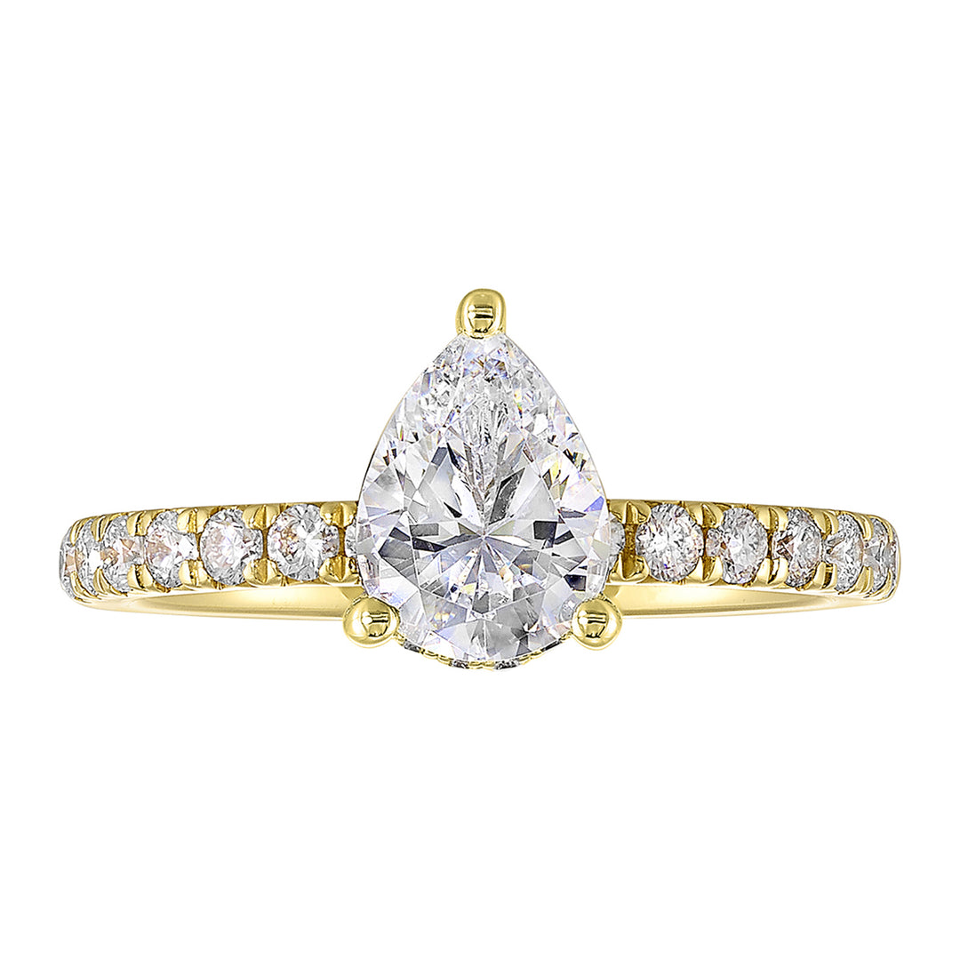 14Kt Yellow Semi Mount 3/8Ctw For 1Ctw Pear Center