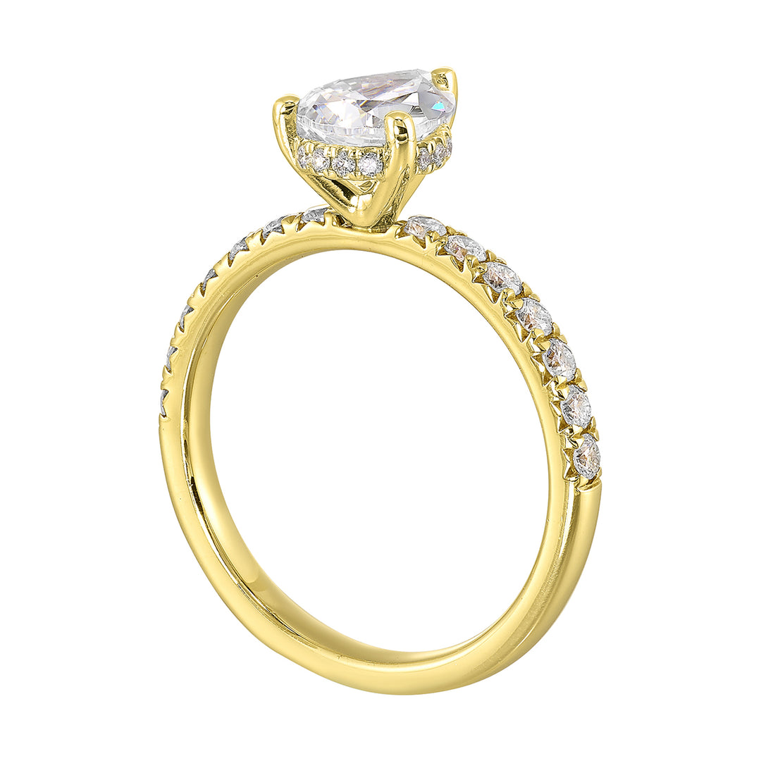 14Kt Yellow Semi Mount 3/8Ctw For 1Ctw Pear Center