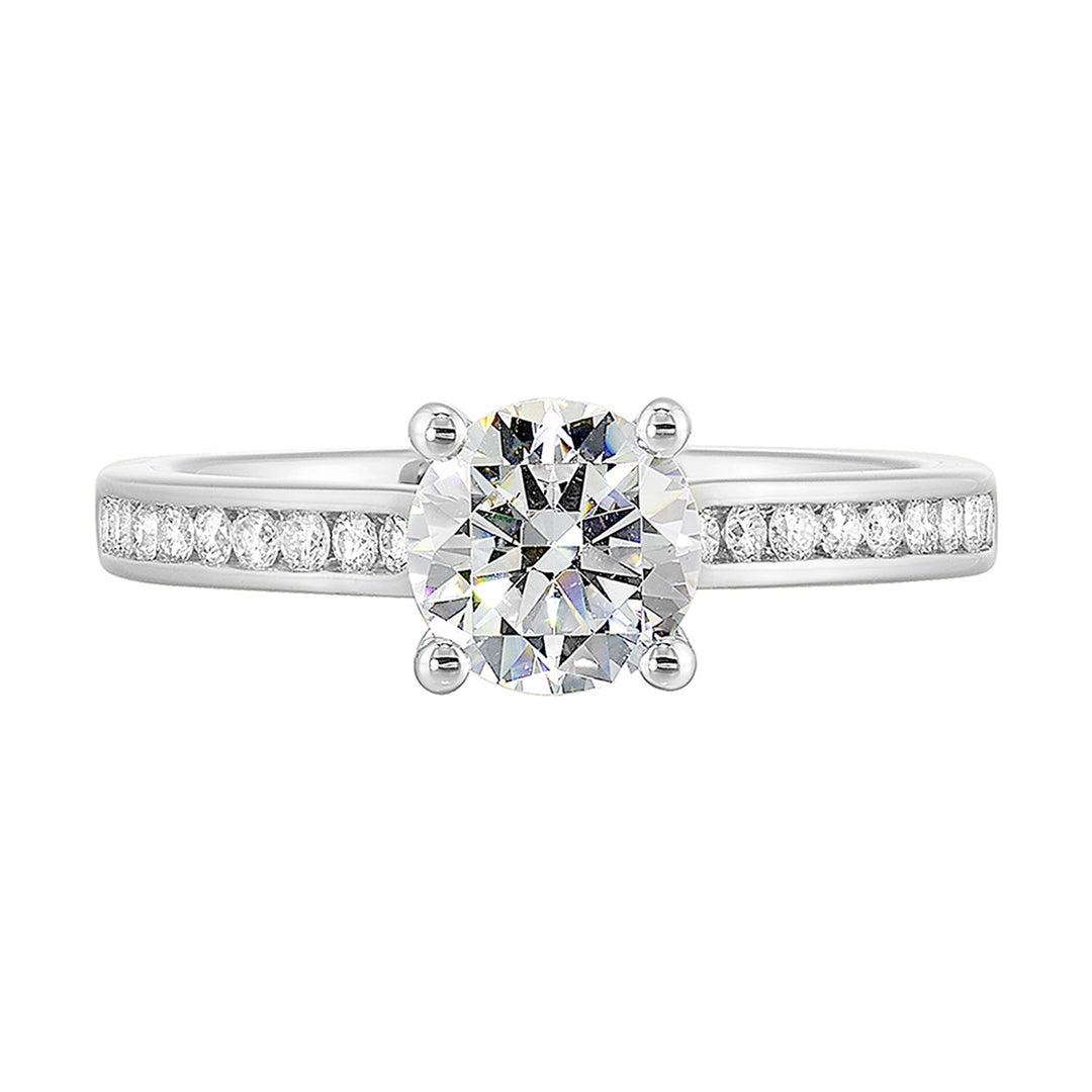 14Kt White Semi Mount 1/4Ctw For 1Ct Round Center