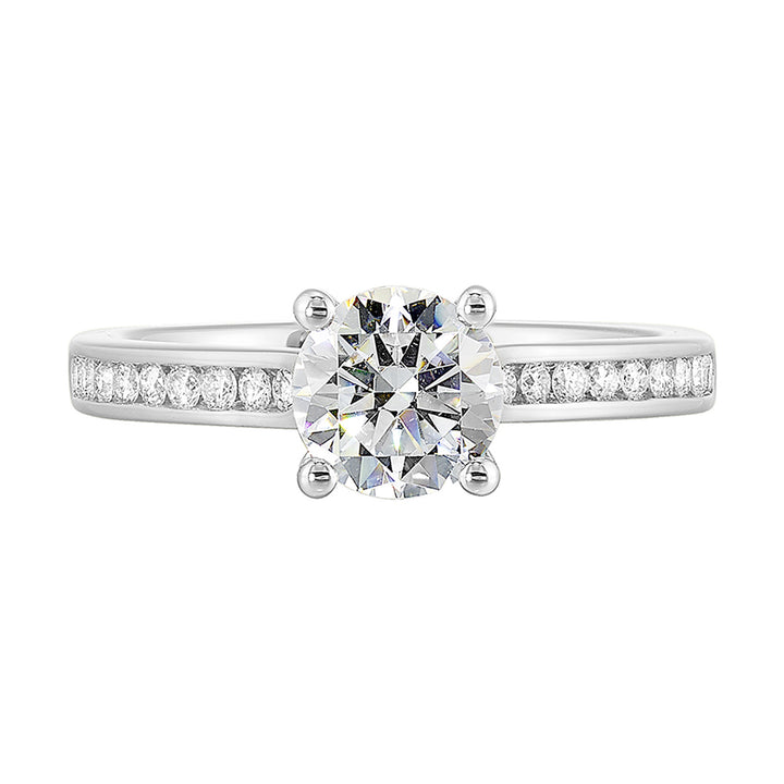 14Kt White Semi Mount 1/4Ctw For 1Ct Round Center