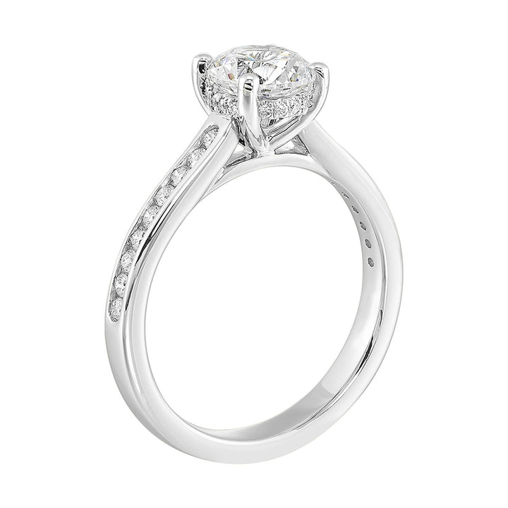 14Kt White Semi Mount 1/4Ctw For 1Ct Round Center