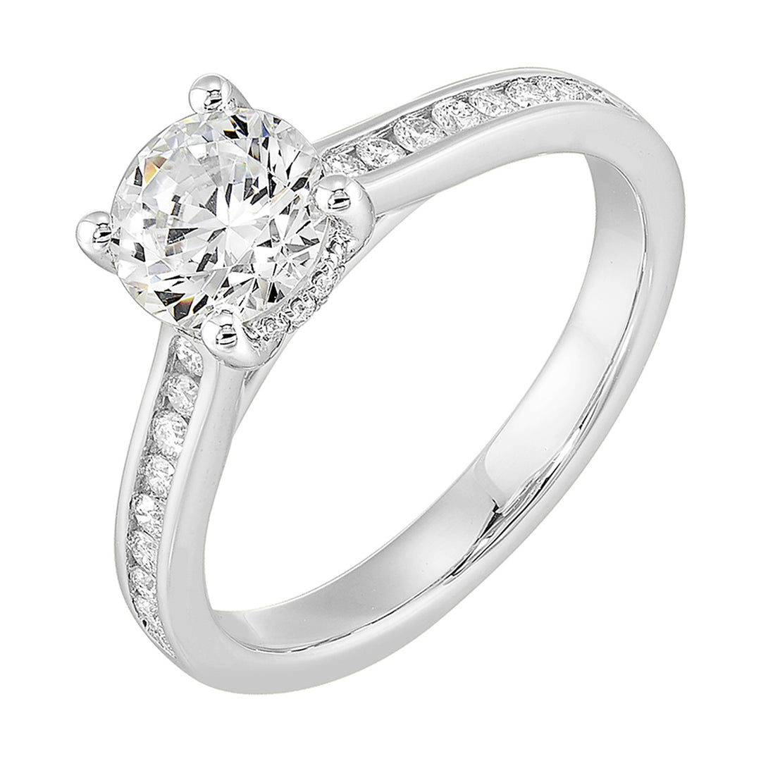 14Kt White Semi Mount 1/4Ctw For 1Ct Round Center