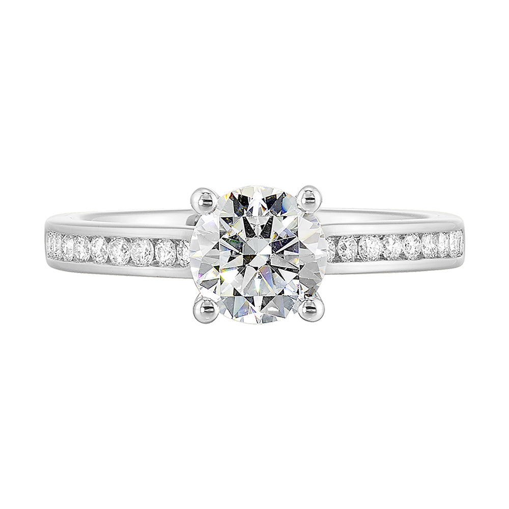 14Kt White Semi Mount 1/4Ctw For 1Ct Round Center