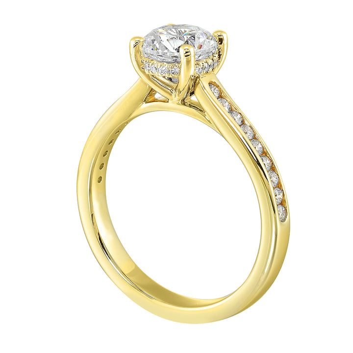 14Kt Yellow Semi Mount 1/4Ctw For 1Ctw Round Center